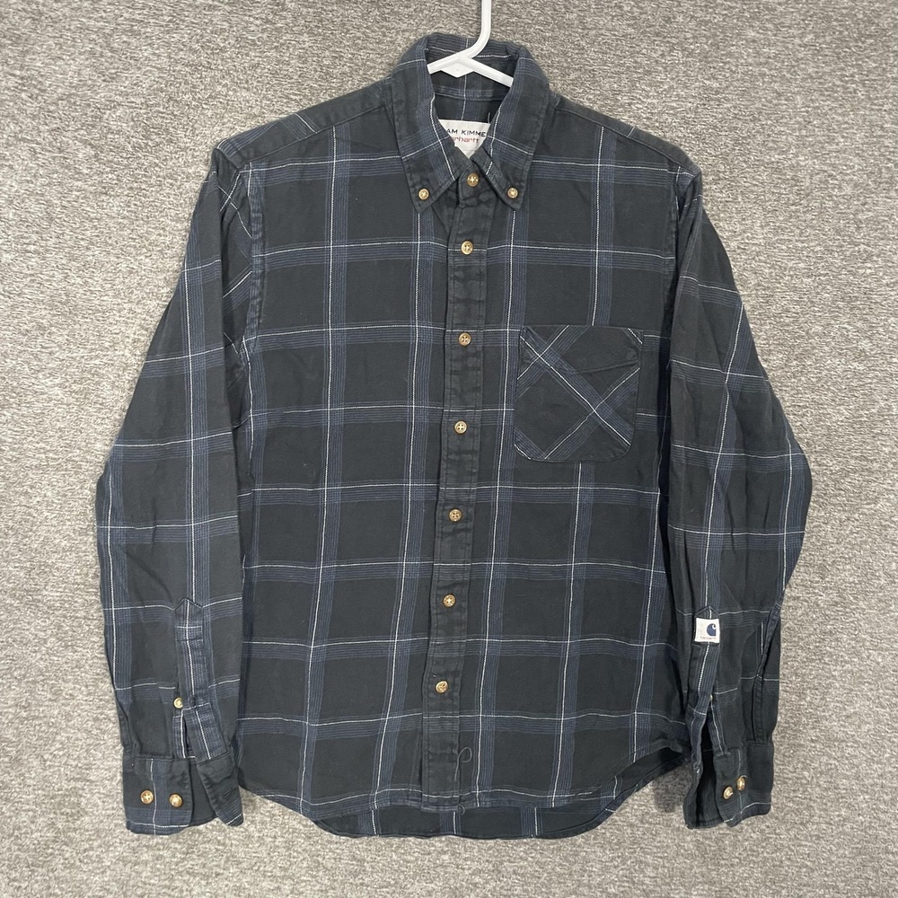 Adam Kimmel Carhartt Shirt Mens Small Black Plaid Flannel‎ Long Sleeve Button